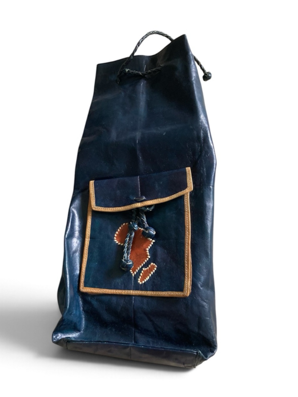 Handcrafted Blue Leather Sling Bag Boho